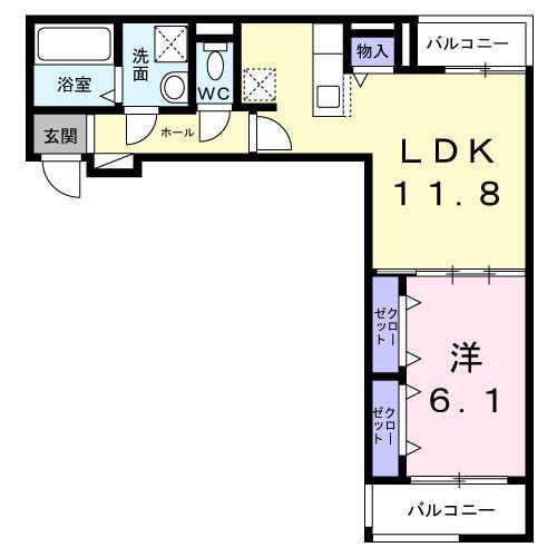 ウィンフィールド博多南(1LDK/3階)の間取り写真