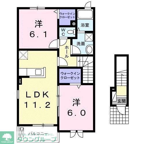 リジエールI(2LDK/2階)の間取り写真