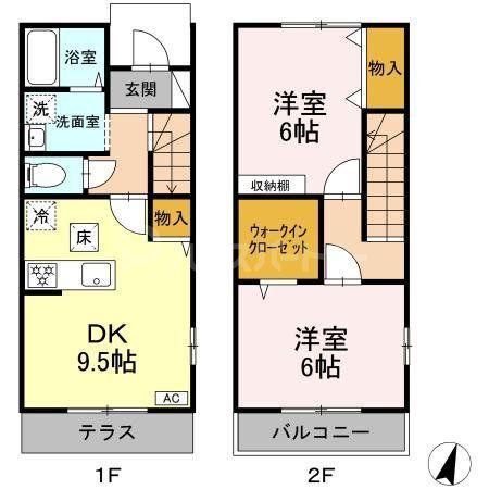 アネックスⅡ(2DK/1階)の間取り写真
