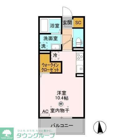 カスタリア A(ワンルーム/3階)の間取り写真