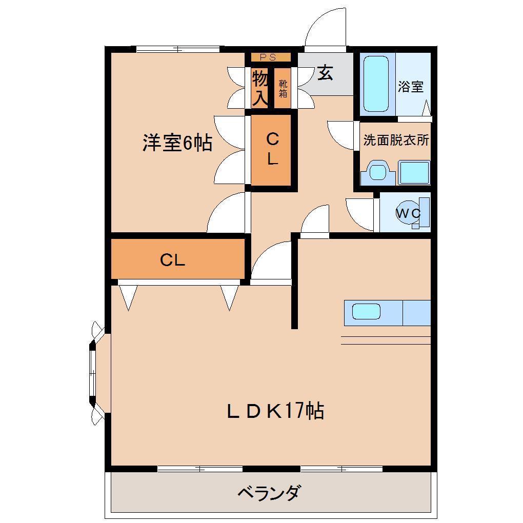 ルピナス(1LDK/2階)の間取り写真