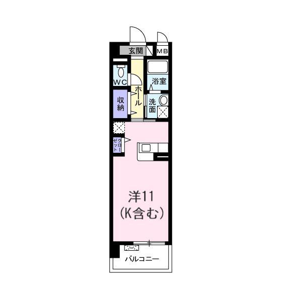 シカタ シャンブレットI(1K/4階)の間取り写真