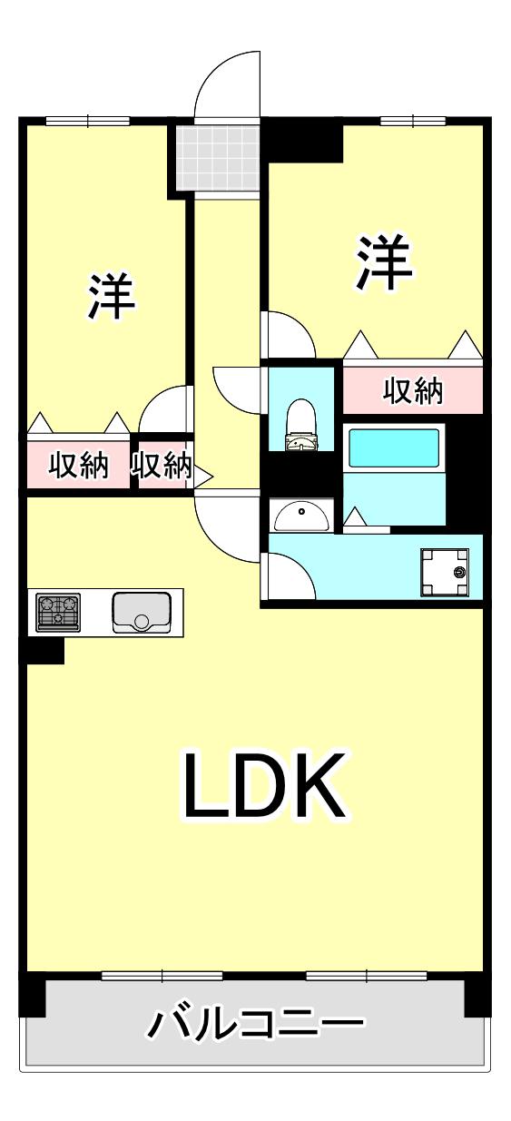 ウエストコート11番街(2LDK/2階)の間取り写真