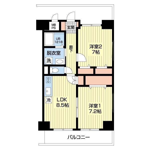 ベナレス藤枝(2DK/7階)の間取り写真