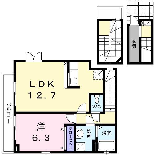 エクセルヴィラ(1LDK/3階)の間取り写真