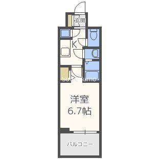 レジュールアッシュ中之島サウス(1K/7階)の間取り写真