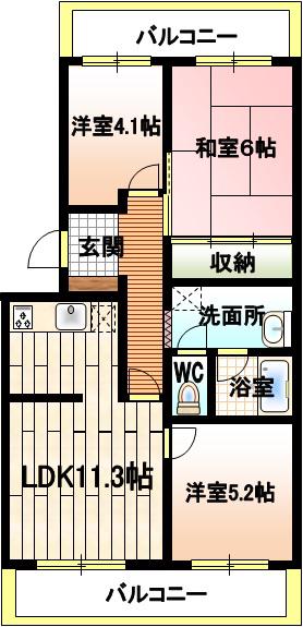 パロスみよし町(3LDK/6階)の間取り写真