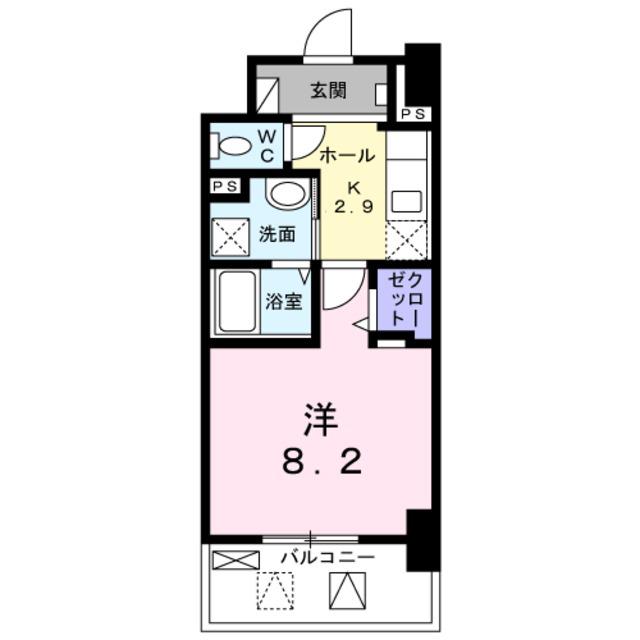 メルベージュ岸(1K/1階)の間取り写真