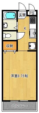 アトラクトKSCⅡ(1K/3階)の間取り写真