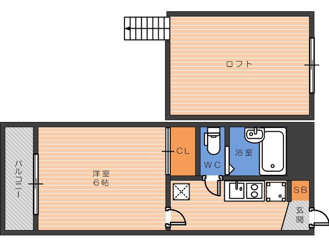 ハーヴェストパレスI(1SK/2階)の間取り写真