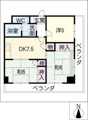 ダイアパレス伏見501(3DK/5階)の間取り写真