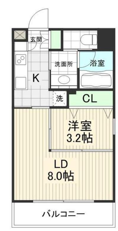 ウィンドシティ根岸(1LDK/3階)の間取り写真
