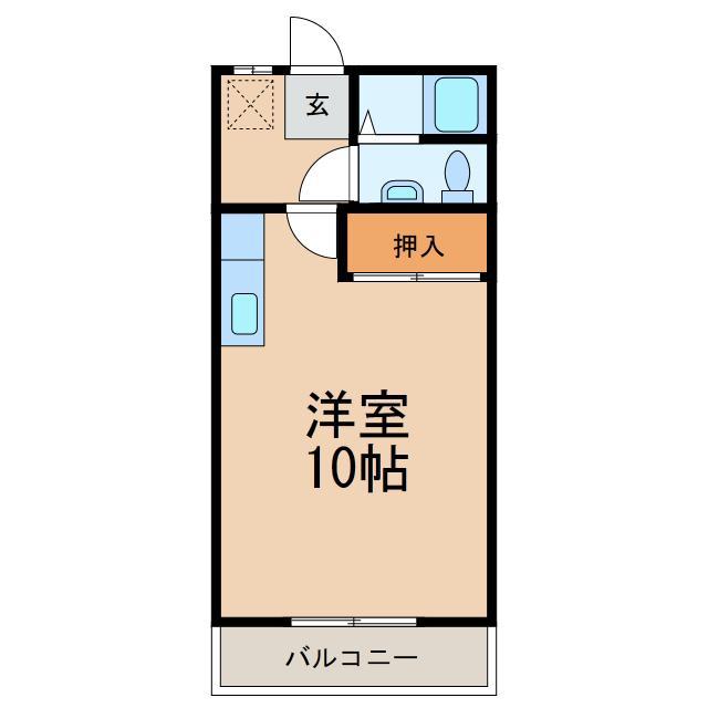 コーポみどり1(ワンルーム/2階)の間取り写真
