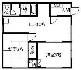 コーポグランドヒル(2LDK/1階)の間取り写真