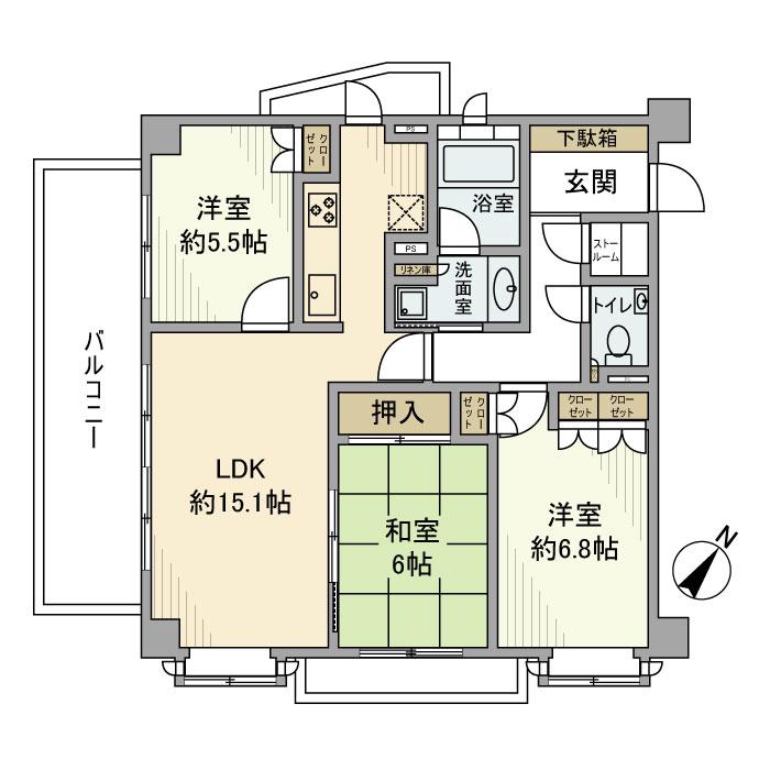 アールブラン久が原(3LDK/1階)の間取り写真