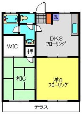 パステルハイムA棟(2DK/1階)の間取り写真
