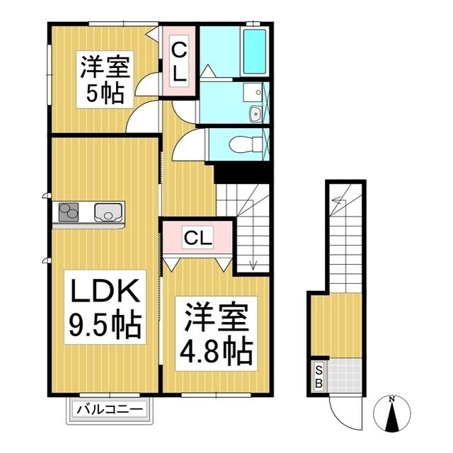 ハイムメゾンアイル(2LDK/2階)の間取り写真