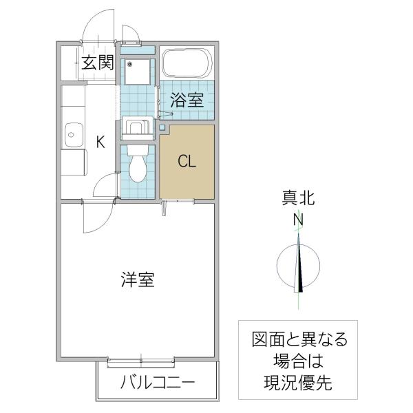 ロイヤルコート(1K/2階)の間取り写真