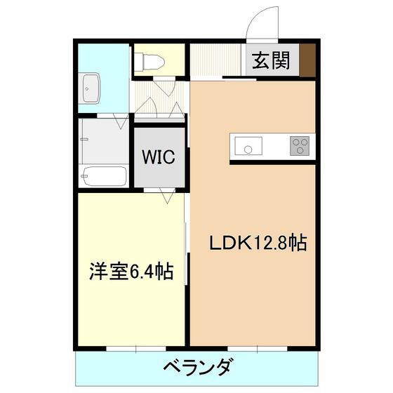 プルメリア(1LDK/2階)の間取り写真