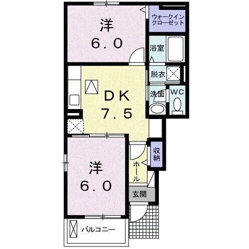 フェリーチェ(2DK/1階)の間取り写真