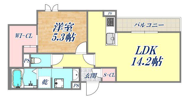 GRANDROCHER武庫之荘(1LDK/3階)の間取り写真