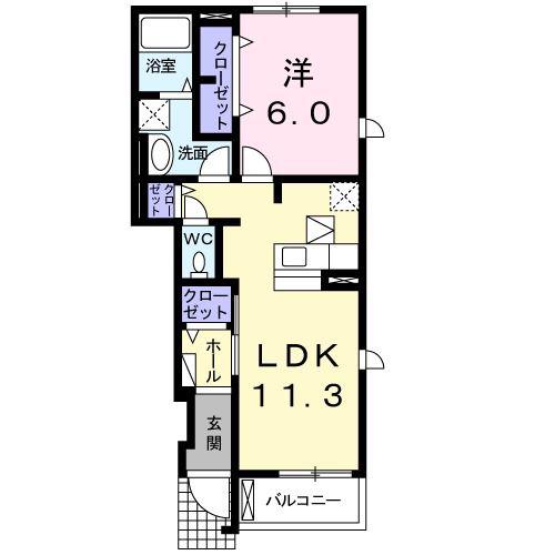 カミー・シナビII(1LDK/1階)の間取り写真