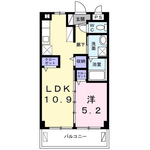 エヌズヴィラレグルス(1LDK/6階)の間取り写真