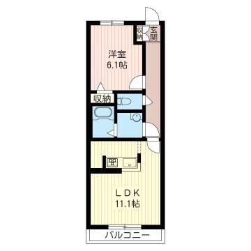 マストライフ小平仲町(1LDK/2階)の間取り写真