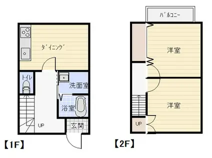 メゾンみそら野(2DK/2階)の間取り写真