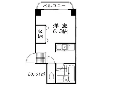 レジデンスK(ワンルーム/1階)の間取り写真