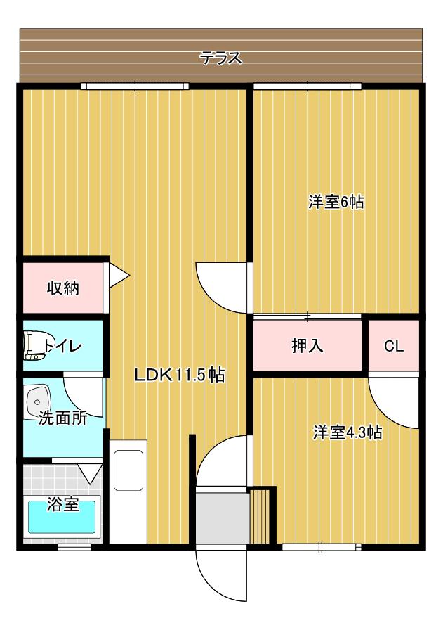 サンハイツ若山(2LDK/1階)の間取り写真