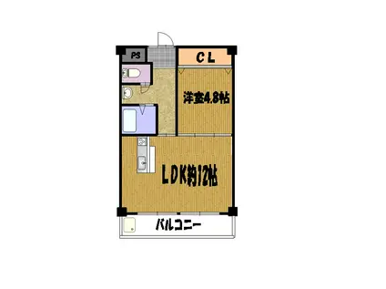 地下鉄名城線 黒川駅(愛知) 徒歩9分 5階建 築47年(1LDK/4階)の間取り写真
