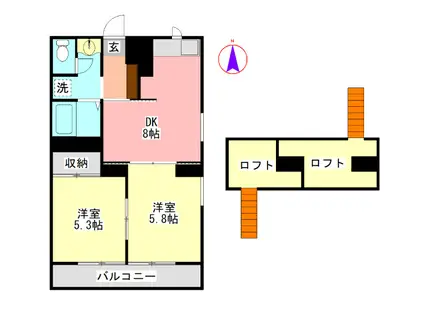 メゾンMASAKI(2DK/4階)の間取り写真