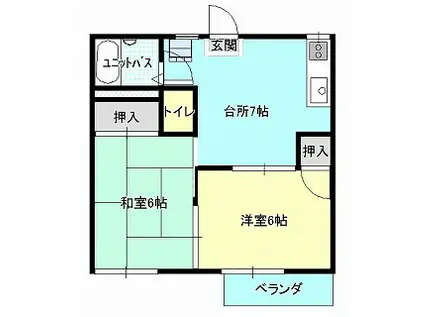 ドミール小畠(2DK/2階)の間取り写真