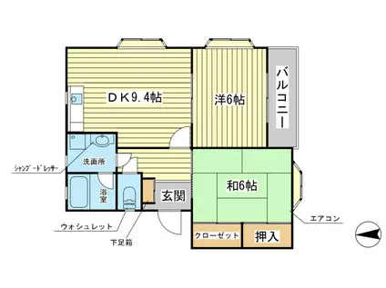 カーサアセーボ(2DK/1階)の間取り写真