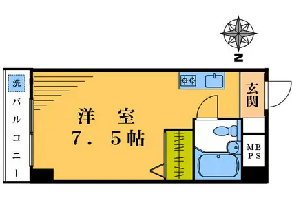 メイプルハイム(ワンルーム/3階)の間取り写真