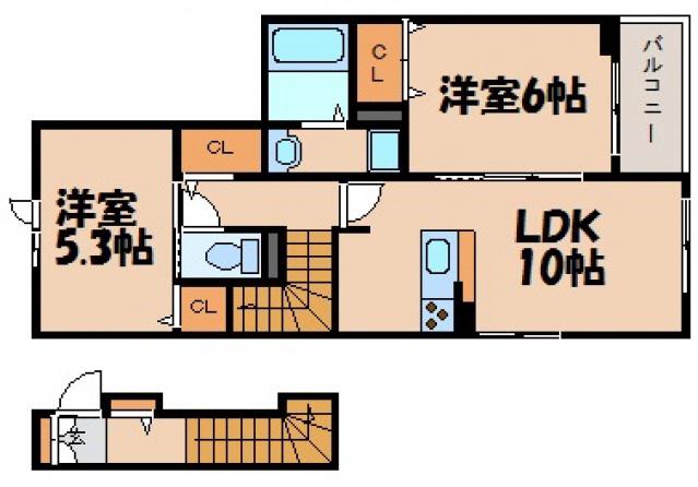 ブライトガーデンハウス(2LDK/2階)の間取り写真
