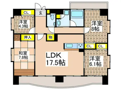 ＪＲ東海道本線 藤沢駅 徒歩7分 9階建 築16年(4LDK/9階)の間取り写真
