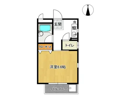 カーサ北町(1K/2階)の間取り写真