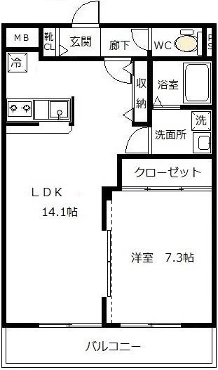ハイツアルメリア(1LDK/2階)の間取り写真
