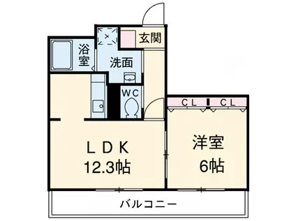 パールコート中田(1LDK/5階)の間取り写真