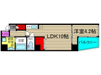 Gスタイル天満橋(1LDK/9階)の間取り写真