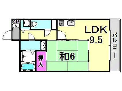 福寿荘参番館(1LDK/3階)の間取り写真