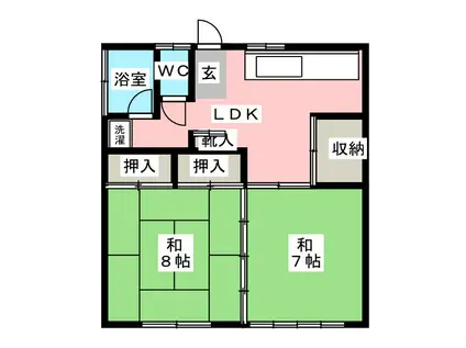 福士アパート(2LDK/1階)の間取り写真