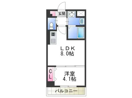 MV.IMP大阪今里(1LDK/4階)の間取り写真