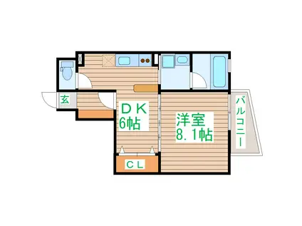 ヴィアーレ木ノ下二丁目(1DK/5階)の間取り写真