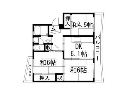 中山五月台23号棟(3DK/4階)の間取り写真