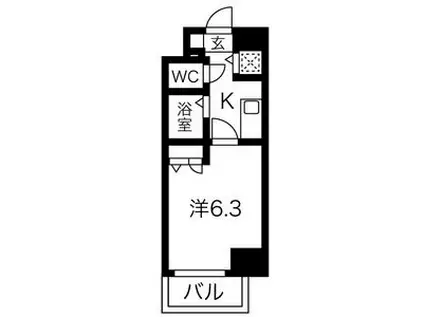 プレミアムコート名古屋金山インテルノ(1K/13階)の間取り写真