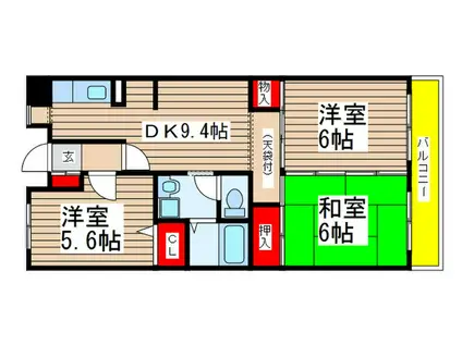 ゴールデンタウン岡崎(3DK/3階)の間取り写真