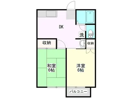 シティハイムオソノ(2DK/1階)の間取り写真